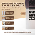 Engraved Wooden Dual USB C&A Flash Drive with Box: Personalized Wedding Photographer Gift