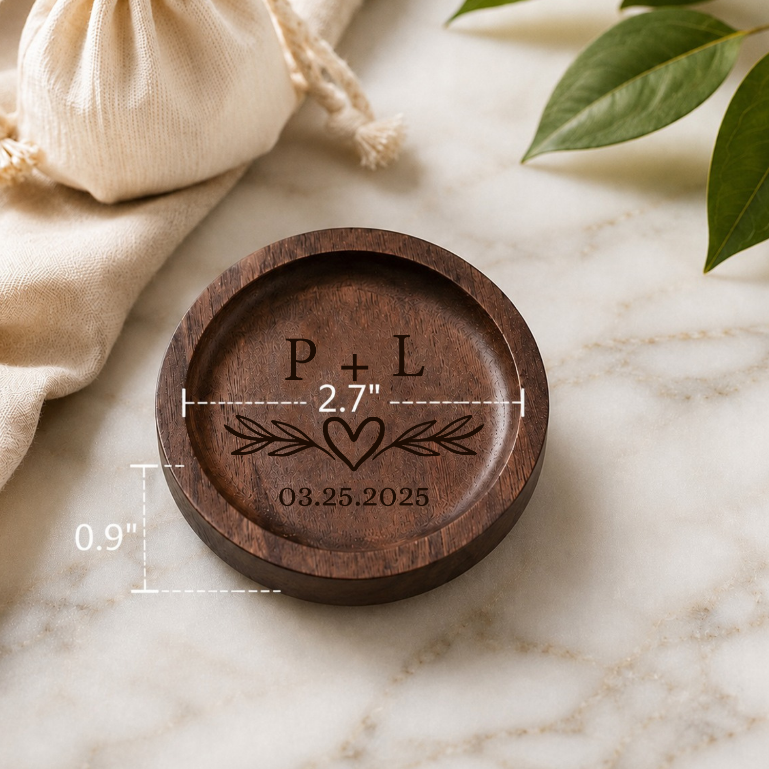 Personalized Wood Ring Dish, Custom Wedding Ring Holder, Engraved Ring Bearer Tray, Walnut or Maple Jewelry Dish, Wedding Day Keepsake Gift