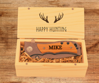 Personalized Engraved Wood Pocket Knife with Optional Gift Box Damascus