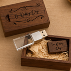 USB with Box, Engraved Wooden Crystal USB Gift for Couples, Wedding Anniversary Gift for Husband Photographers Accessories, Flash Drive Memory Stick