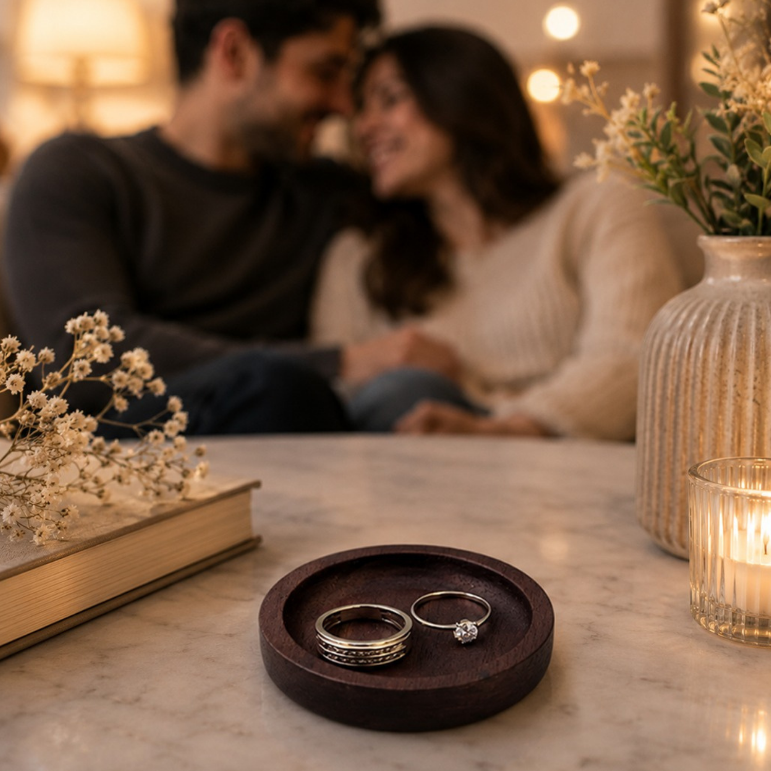 Personalized Wood Ring Dish, Custom Wedding Ring Holder, Engraved Ring Bearer Tray, Walnut or Maple Jewelry Dish, Wedding Day Keepsake Gift