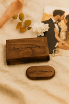 Personalized Wooden USB with Box Custom Logo, Name & Date Photo Storage Keepsake for Weddings, Gifts Branding Photographers Custom Engraved