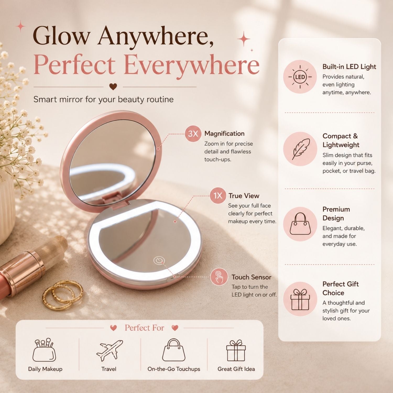 Led Compact Mirror