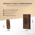 Engraved Wooden Dual USB C&A Flash Drive with Box: Personalized Wedding Photographer Gift