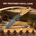 Personalized Engraved Wood Pocket Knife with Optional Gift Box Damascus
