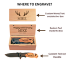 Personalized Engraved Burl Wood Pocket Knife with Optional Gift Box
