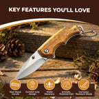Personalized Engraved Burl Wood Pocket Knife with Optional Gift Box