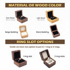 Engraved Walnut Wooden Ring Box , Personalized Anniversary&Engagement Keepsake, Ring Holder Box For Wedding Ceremony, Square Ring Bearer Box