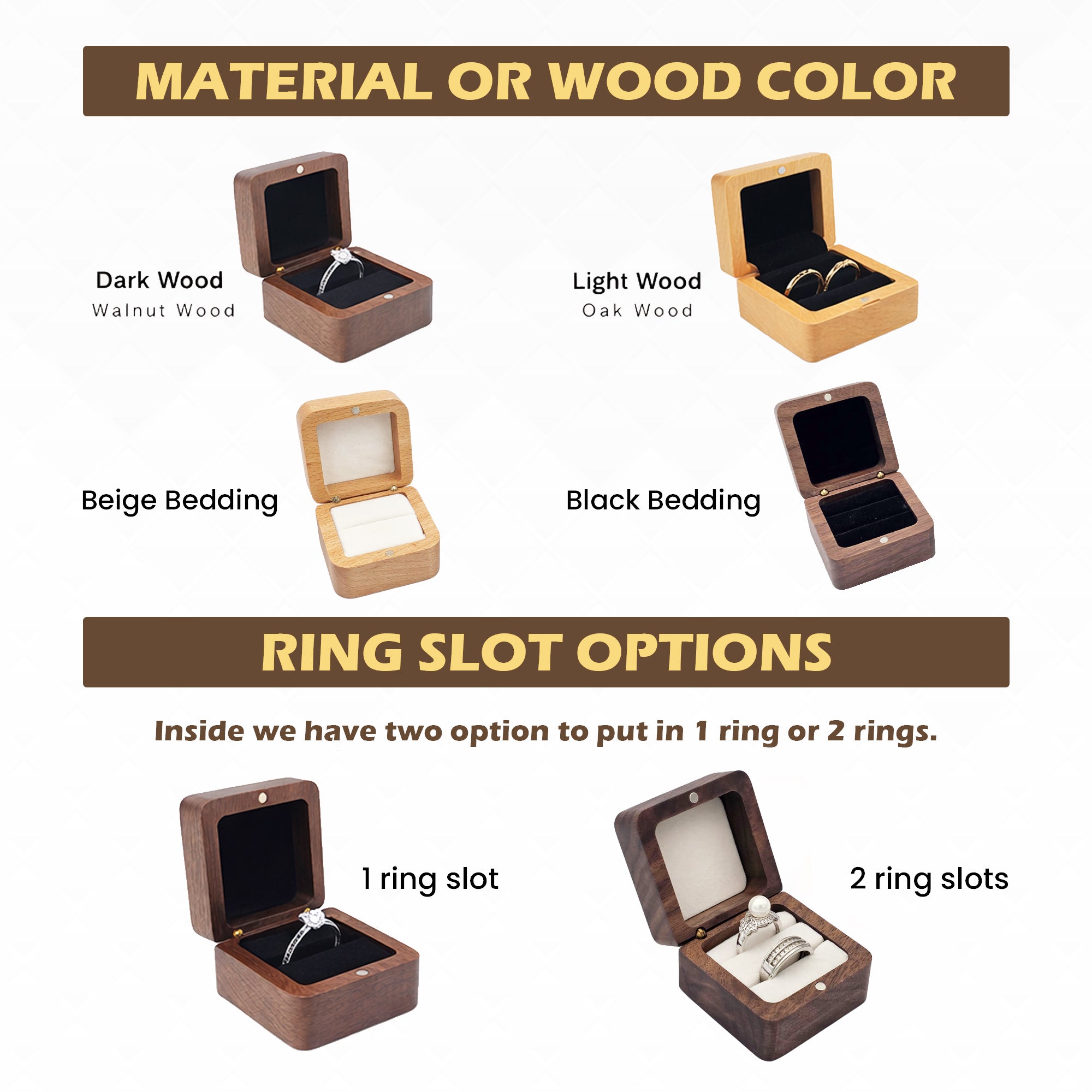 Engraved Walnut Wooden Ring Box , Personalized Anniversary&Engagement Keepsake, Ring Holder Box For Wedding Ceremony, Square Ring Bearer Box