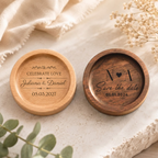 Personalized Wood Ring Dish, Custom Wedding Ring Holder, Engraved Ring Bearer Tray, Walnut or Maple Jewelry Dish, Wedding Day Keepsake Gift