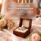 Engraved Walnut Wooden Ring Box , Personalized Anniversary&Engagement Keepsake, Ring Holder Box For Wedding Ceremony, Square Ring Bearer Box