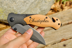 Personalized Engraved Burl Wood Pocket Knife with Optional Gift Box