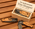 Personalized Engraved Burl Wood Pocket Knife with Optional Gift Box