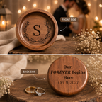 Personalized Wood Ring Dish, Custom Wedding Ring Holder, Engraved Ring Bearer Tray, Walnut or Maple Jewelry Dish, Wedding Day Keepsake Gift
