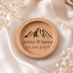 Personalized Wood Ring Dish, Custom Wedding Ring Holder, Engraved Ring Bearer Tray, Walnut or Maple Jewelry Dish, Wedding Day Keepsake Gift