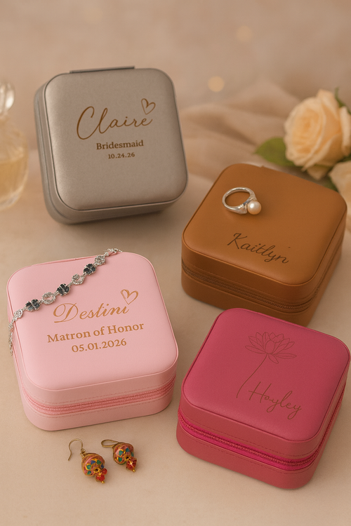 Birth Flower Travel Jewelry Case
