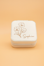 Personalized Travel Jewelry Box – Engraved Name, Bridesmaid Gift, Mother Day Gift