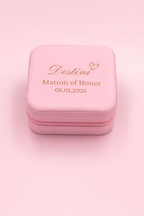 Personalized Travel Jewelry Box – Engraved Name, Bridesmaid Gift, Mother Day Gift