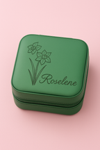 Personalized Travel Jewelry Box – Engraved Name, Bridesmaid Gift, Mother Day Gift