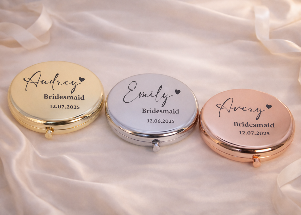Personalized Birth Month Flower Compact Mirror Custom Stainless Steel Pocket Mirror, Bridesmaids Favors Bridal Shower Guests Christmas Gift