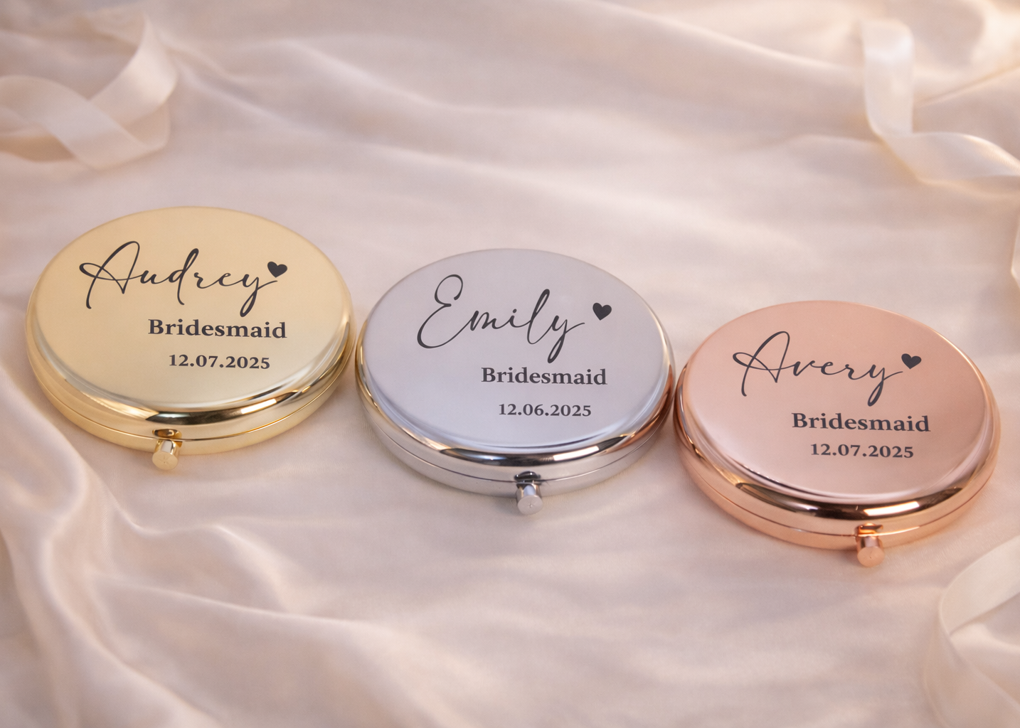 Personalized Birth Month Flower Compact Mirror Custom Stainless Steel Pocket Mirror, Bridesmaids Favors Bridal Shower Guests Christmas Gift