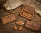 Engraved Wooden Dual USB C&A Flash Drive with Box: Personalized Wedding Photographer Gift
