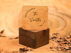 Engraved Walnut Wooden Ring Box , Personalized Anniversary&Engagement Keepsake, Ring Holder Box For Wedding Ceremony, Square Ring Bearer Box