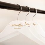Custom Bridesmaid Hangers Personalized Wooden Wedding Hangers Engraved Name & Date Rustic Bridal Party Gift Bridal Hanger Set