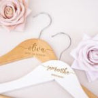 Custom Bridesmaid Hangers Personalized Wooden Wedding Hangers Engraved Name & Date Rustic Bridal Party Gift Bridal Hanger Set