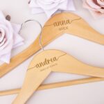 Custom Bridesmaid Hangers Personalized Wooden Wedding Hangers Engraved Name & Date Rustic Bridal Party Gift Bridal Hanger Set