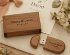 Personalized Wooden USB with Box Custom Logo, Name & Date Photo Storage Keepsake for Weddings, Gifts Branding Photographers Custom Engraved