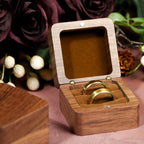 Engraved Walnut Wooden Ring Box , Personalized Anniversary&Engagement Keepsake, Ring Holder Box For Wedding Ceremony, Square Ring Bearer Box