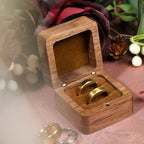 Engraved Walnut Wooden Ring Box , Personalized Anniversary&Engagement Keepsake, Ring Holder Box For Wedding Ceremony, Square Ring Bearer Box