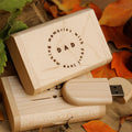 Personalized Wooden USB with Box Custom Logo, Name & Date Photo Storage Keepsake for Weddings, Gifts Branding Photographers Custom Engraved