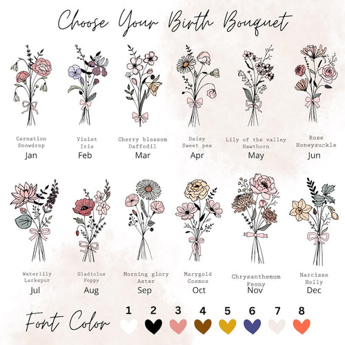 Color Printed Custom Jewelry Box with Birth Flower - Personalized Bridesmaid Favor - Wedding Gift Case - Christmas Keepsake for Women