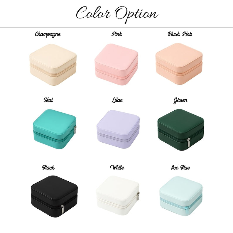 Color Printed Custom Jewelry Box with Birth Flower - Personalized Bridesmaid Favor - Wedding Gift Case - Christmas Keepsake for Women