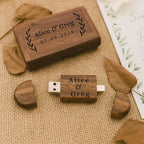 Engraved Wooden Dual USB C&A Flash Drive with Box: Personalized Wedding Photographer Gift