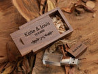 USB with Box, Engraved Wooden Crystal USB Gift for Couples, Wedding Anniversary Gift for Husband Photographers Accessories, Flash Drive Memory Stick