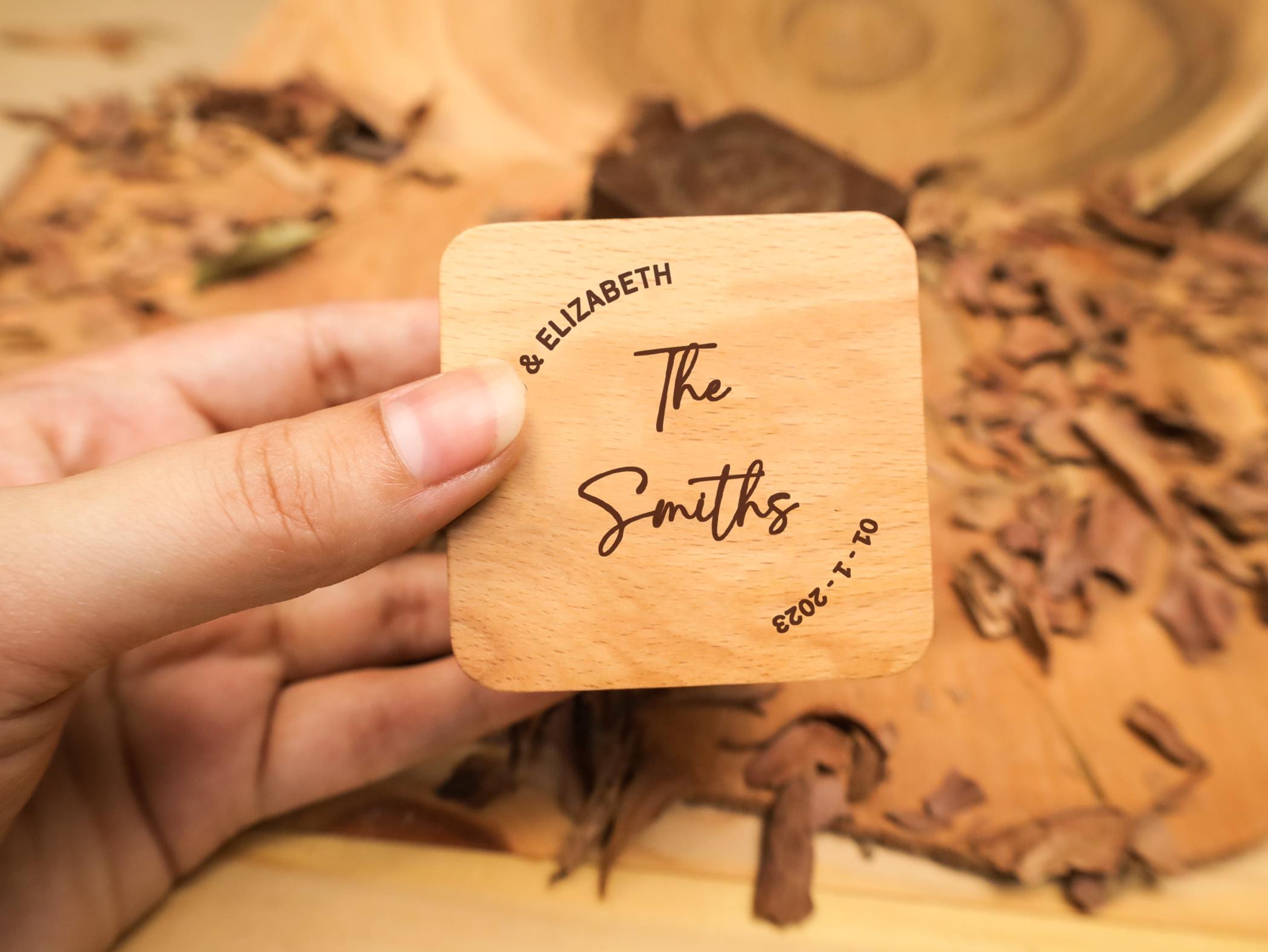 Engraved Walnut Wooden Ring Box , Personalized Anniversary&Engagement Keepsake, Ring Holder Box For Wedding Ceremony, Square Ring Bearer Box