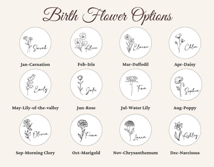 Personalized Birth Month Flower Compact Mirror Custom Stainless Steel Pocket Mirror, Bridesmaids Favors Bridal Shower Guests Christmas Gift