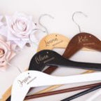 Custom Bridesmaid Hangers Personalized Wooden Wedding Hangers Engraved Name & Date Rustic Bridal Party Gift Bridal Hanger Set