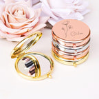 Personalized Birth Month Flower Compact Mirror Custom Stainless Steel Pocket Mirror, Bridesmaids Favors Bridal Shower Guests Christmas Gift