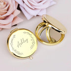 Personalized Birth Month Flower Compact Mirror Custom Stainless Steel Pocket Mirror, Bridesmaids Favors Bridal Shower Guests Christmas Gift