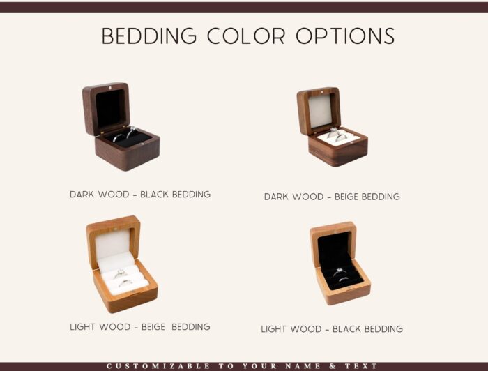 Engraved Walnut Wooden Ring Box , Personalized Anniversary&Engagement Keepsake, Ring Holder Box For Wedding Ceremony, Square Ring Bearer Box